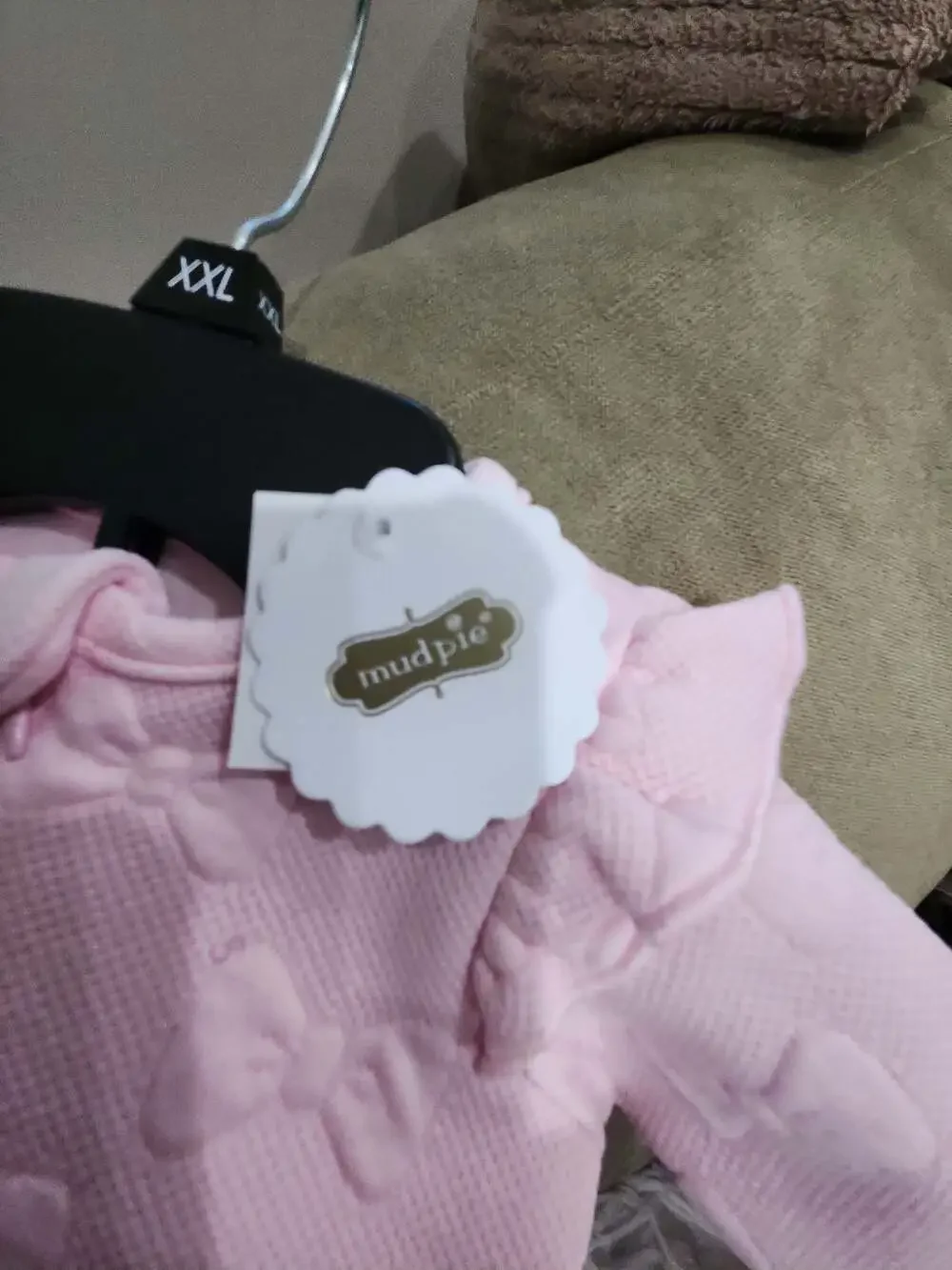 Mud Pie Baby Girl Pink Bow Embossed Sleep Gown 0-3 Months
